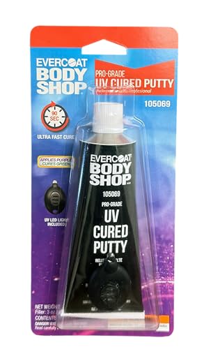 Evercoat Body Shop 105069 UV Cured Putty Ultra Fast Cure, Repairs Small Chips, Dings & Scratches on Cars & More, No Mixing, UV Light Included - size: 3 Fl Oz., style: UV Cured Putty