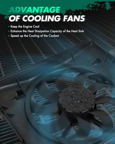 SCITOO Engine Radiator Cooling Fan Assembly Compatible with Ram - size: 624040