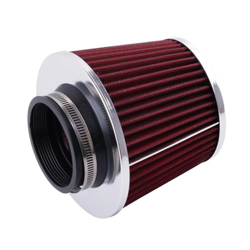 3In 76mm Washable Dry Clamp-On Cone Air Filter, Red - size: 3"