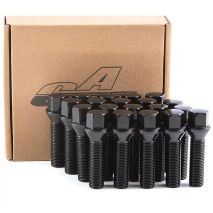 GAsupply M14x1.5 Lug Bolts 45mm Shank, 17mm Hex Conical Seat Black, 20pcs - color: Black, size: 45mm Shank Acron Seat