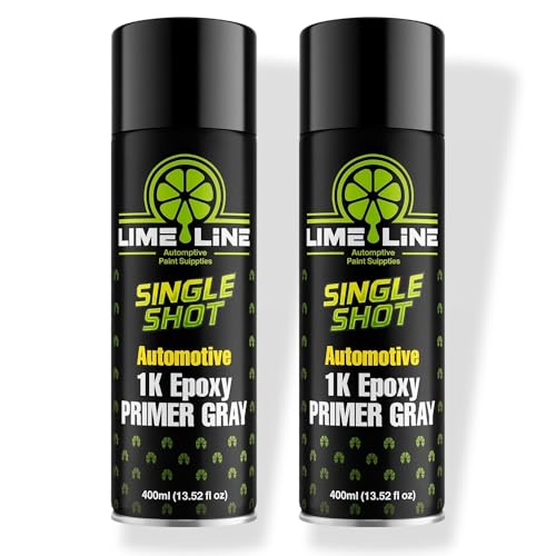 LiME LiNE 1K Epoxy Primer Aerosol Spray Paint - Automotive Bare Metal Adhesion & Rust Protection - Professional Grade - Gray 400ml (Pack of 2) - color: Pack of 2