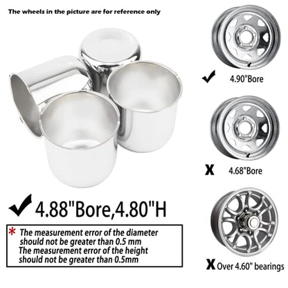 4Pcs 4.88" OD 4.76" H Push Through Trailer Wheel Center Cap for Rim - color: Chrome, size: 4.88" Hub 4.76" H