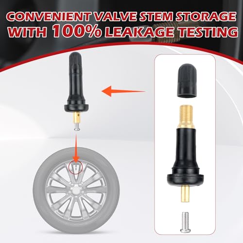 50PCS TPMS 20008 Snap-in Tire Pressure Sensor Valve Stems Rubber Tire Valve Stem Fit for GMC Ford Chevy Subaru Pontiac, with 1PCS Red Wrench
