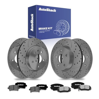AutoShack Front & Rear Coated Rotors & Ceramic Pads for Chevy Malibu 2015 - style: BlackShield & Pad