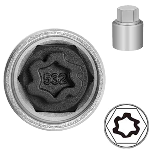 532 Wheel Locking Nut Key for VW, Socket Adapter (OD 28mm-ID 25mm) - size: Socket 532