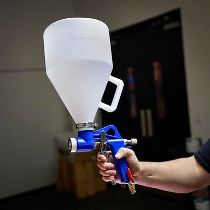 NEIKO 31227A Drywall Texture Sprayer, Air Texture Gun with 1.2 Gallon Hopper Gun, 3 Nozzles: 4 mm, 6 mm, 8 mm, Stucco Mud or Popcorn on Walls and Ceiling, Knockdown, Spray Gun with Handle - style: Texture Spray Gun