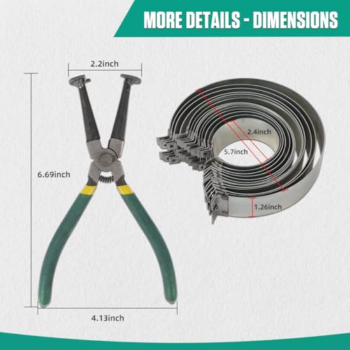 MRCARTOOL Piston Ring Compressor Tool 14Pcs with Plier,13 Rings 2.4"-5.7" - size: 14PCS