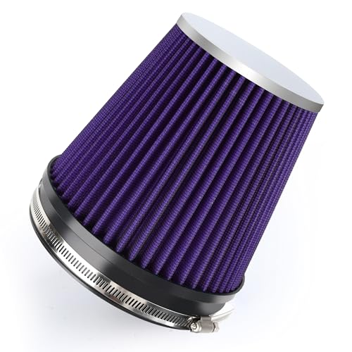 6" 152mm Cold Air Intake Filter Clamp-On Cone Filter Purple - color: Purple, size: 7 inches Tall