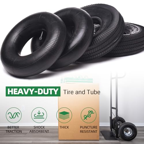 (2 Pack) AR-PRO 10" Heavy-Duty Replacement All-Purpose Utility Tire and Tube - 4.10/3.50-4" Pneumatic Tires with 10" Inner Tubes TR-13 Straight Valve Stem for Lawn Mowers, Hand Trucks, and More - size: 4.10/3.50-4