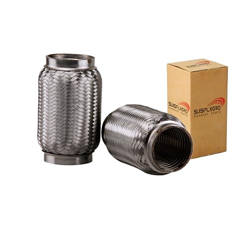 Exhaust Flex Pipe (Interlock Lining OEM-Grade) 100% Stainless Steel SS304 For Heavy Duty and Cars (1 PC, 2.5X6) - size: 2.5X6