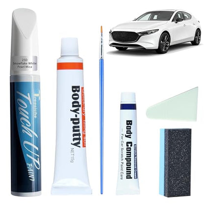 25D Snowflake White Pearl Mica Touch Up Paint for Mazda - color: Fit For Mazda Snowflake White Pearl Mica 25D