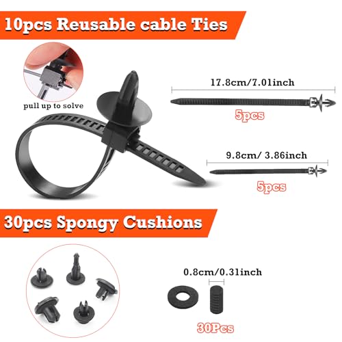 Car Retainer Clips & Fasteners Kit – 16 Universal Sizes Nylon Bumper, Fender Rivets, Door Panel Clips, and Plastic Rivets with 10 Cable Ties and Removal Tool for Toyota, Ford (635pcs) - style: 620pcs