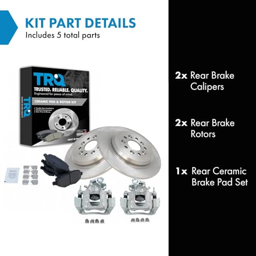 TRQ Rear Brake Pad and Rotor Set Ceramic Solid Rotors Calipers - style: BKA14035