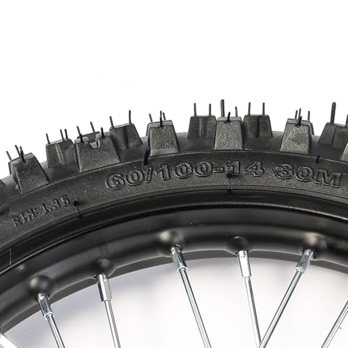 12mm Bearing 14" Front 60/100-14 Tire Tube with Rim Wheel 2.50-14 for Dirt Pit Bike Apolllo XR CRF SSR 50CC 70CC 90CC 110CC 125CC 140cc Off-Road