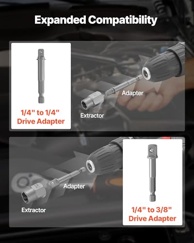 VEVOR Screw Extractor Set with Drill Bits, 54 Pieces, Easy Out Nut Bolt Extractors and Drill Bits, with Adapters, Solid Storage Case, Cr-Mo Steel for Removing Rounded, Broken, or Stripped Fasteners - size: 54 PCS