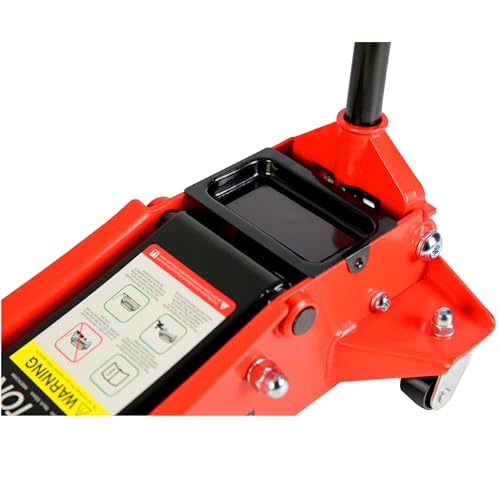 Floor Jack, Low Profile Steel Heavy Duty Hydraulic Trolley Racing Car Jack with Dual Piston Quick Lift Pump, 3.5 Ton (7000 lbs) Capacity, Lifting Range 4"-21", Red - color: Red, style: 3.5 Ton-Steel Dual Pump 4"-21"