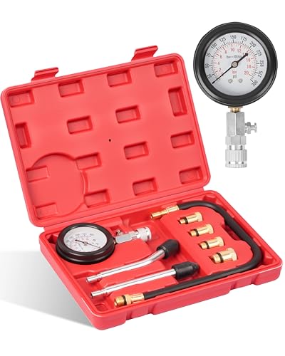 DAYUAN Professional Petrol Engine Compression Tester Kit Set, Red Case - color: Red