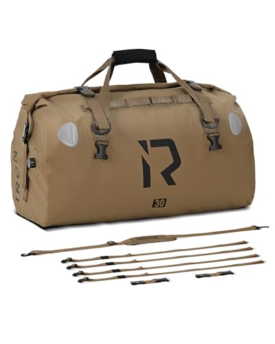 IRON JIA'S Motorcycle Dry Bag, Waterproof Duffel Bag with Roll-Top Closure - color: Brown, size: 50L