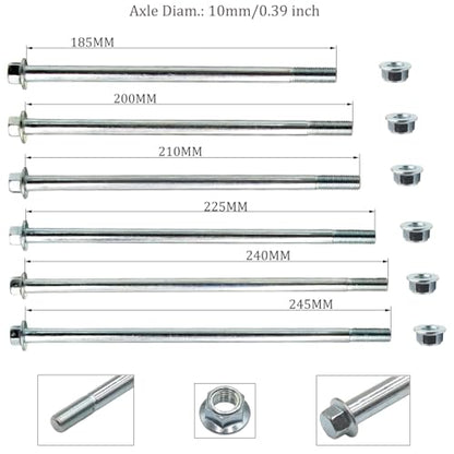 10mm Rear Wheel Rim Axle For Jonway 50cc 125cc Scooter Motorcycle Dirt Bike QUAD ATV (200mm) - size: 200mm