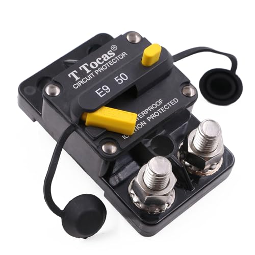 E9 3/8" Studs 50A Amp Circuit Breaker w/Manual Reset 12V-72VDC UL - color: 3/8" Studs Mount, size: 50A