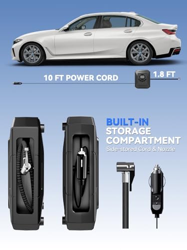 Tire Inflator Portable Air Compressor with 12V DC Car Plug