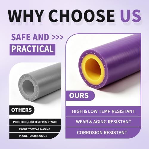 3/8" ID-5Ft(ID 10mm) Heater Hose Enhanced Double Reinforcement - color: Purple, size: 3/8" ID-5Ft(ID 10mm)