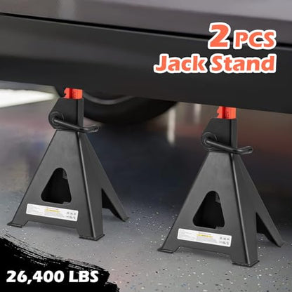 Goplus Jack Stands 12 Ton, 2 Pack 26,400 LBS Jack Stand with 19"-29.5" Adjustable Lifting Height, Handle Lock, Heavy-Duty Car Jack Stand for SUV, Sedan, Pickup, UTV - size: 2-Pack