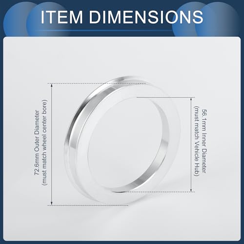 Hub Centric Rings, 56.1mm ID to 72.6mm OD Vehicle Wheel Hubrings Aluminum Alloy, 4 Pcs - size: 56.1mm to 72.6mm