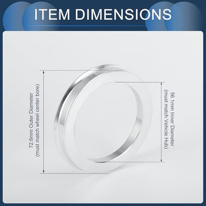 Hub Centric Rings, 56.1mm ID to 72.6mm OD Vehicle Wheel Hubrings Aluminum Alloy, 4 Pcs - size: 56.1mm to 72.6mm
