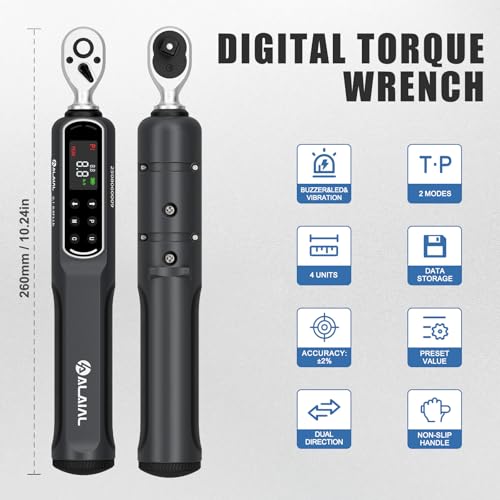 Digital Torque Wrench 1/4 Drive, 0.1-8.8 Ft.Lb ±2% Accuracy - size: 0.1-8.8 Ft.Lb/0.2-12 Nm-1/4"