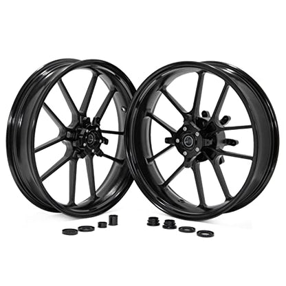 TOFR 17" Supermoto CUSH Drive Wheels Set for Honda CRF250R CRF450R 14-24 - color: Black, size: Front Rear 14-24