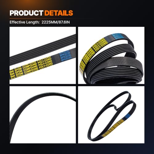 6PK2225 Serpentine Belt for 12–17 Jeep Wrangler 3.6L - size: 6PK2225-2225mm