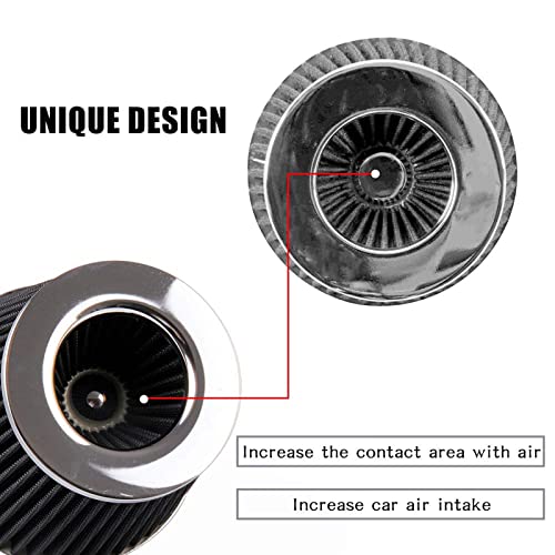 RYANSTAR Universal Clamp On Air Intake Filter 3/3.5/4 Inch Washable