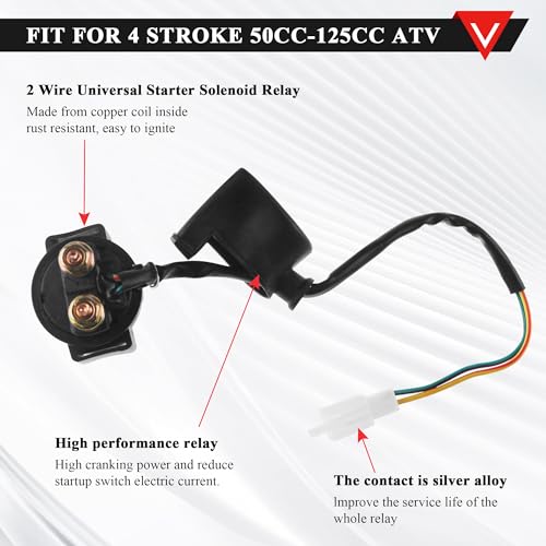 PRO BAT 50-125cc Dirt Bike Full Wiring Harness 5 -Pin AC CDI Solenoid Relay - color: Orange A7TJC Spark Plug & Full-wave Rectifier