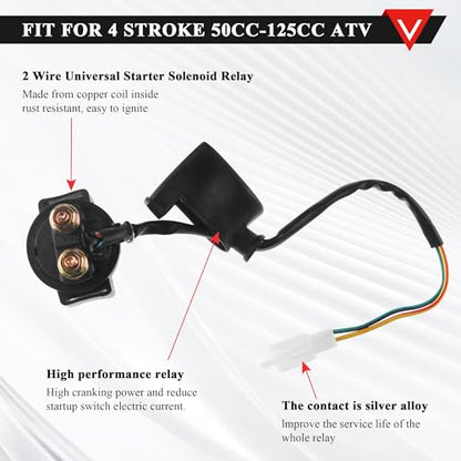 PRO BAT 50-125cc Dirt Bike Full Wiring Harness 5 -Pin AC CDI Solenoid Relay - color: Orange A7TJC Spark Plug & Full-wave Rectifier