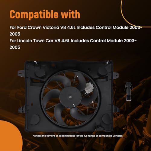 maXpeedingrods Radiator Cooling Fan for Lincoln Town Car Mercury Grand Marquis 2003-2005, for Mercury Marauder 2003-2004, for Ford Crown Victoria 2003-2005, 3W1Z8C607BD 3W1Z8C607AC 620120 - size: 3W1Z8C607BD