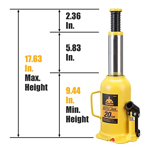 20 Ton (40,000 LBs) Capacity Hydraulic Welded Bottle Jack, TH92004X - style: 20 Ton (40,000 LBs)