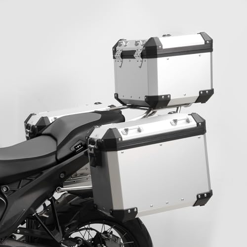 TCT-MOTORPARTS Panniers Top Tail Box Luggage Saddlebags Side Case Fits for BMW R1300GS 2023-2025 - color: Chrome Saddlebags (42L)+Trunk (38L)