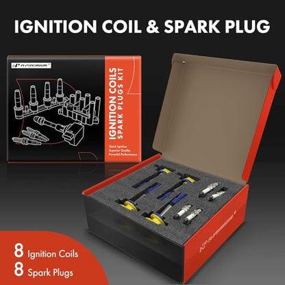 A-Premium Ignition Coil Pack and Iridium Spark Plugs - color: Yellow