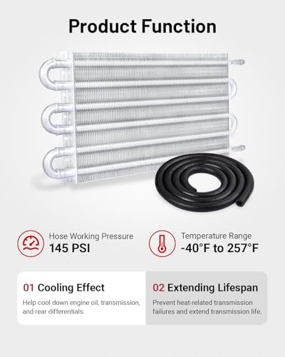 EVIL ENERGY 5/16" Transmission Oil Cooler, 6 Pass Tube and Fin Cooler Kit Universal Aluminium Silver - color: Silver, size: 6 Pass