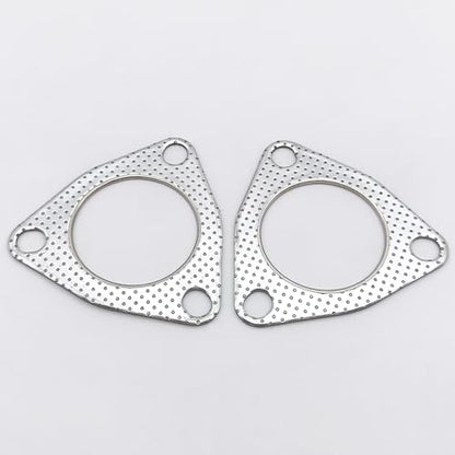 2.5 Inch Exhaust Gasket 3-Bolt Flange 63.2mm Graphite w/Fire Ring 2 Pcs - size: 2.5 in