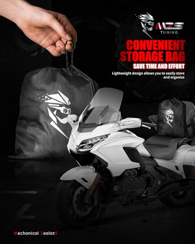 MZS Motorcycle Cover Waterproof Outdoor, Heavy Duty All Season Weather Sun Protection with Storage Bag Vents Night Reflective Cotton Lining Lock Holes fits up to 116" Motorcycles Vehicle Covers - size: XXX-Large 116 inches