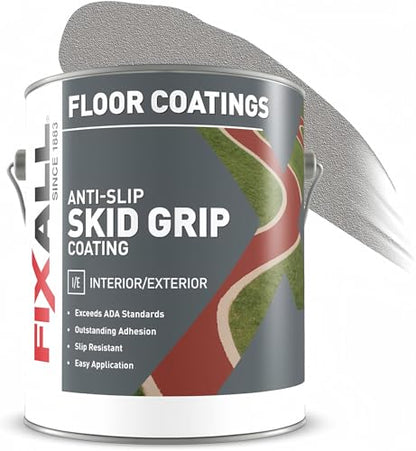 FIXALL Skid Grip Anti-Slip Coating, 1 Gallon, Smoke, Exceeds ADA Standards, Ideal for Safety Areas, Slip-Resistant Pavement, Cement & Concrete Paint - color: Smoke, size: 128 Fl Oz (Pack of 1)
