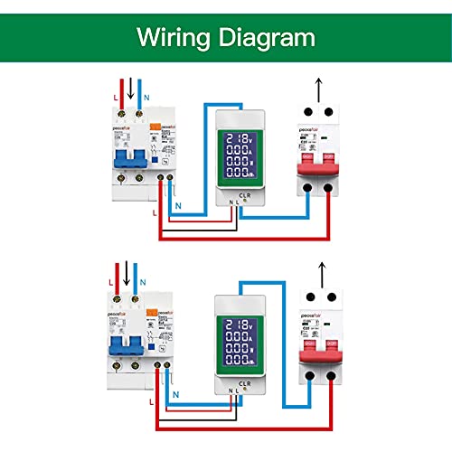 AC 50-300V 100A Digital Power Meter, Din Rail, LCD, Multi Function - style: AC Din Rail Meter 100A