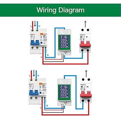 AC 50-300V 100A Digital Power Meter, Din Rail, LCD, Multi Function - style: AC Din Rail Meter 100A
