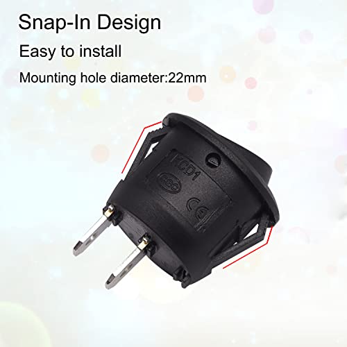TWTADE 5PCS 12V Rocker Switch ON/Off Latching Round Toggle Switch SPST 2Pin with Wires 6A/250V 10A/125V AC for Automotive Boat etc - size: ON/Off Pre-wired - 5PCS, style: Round