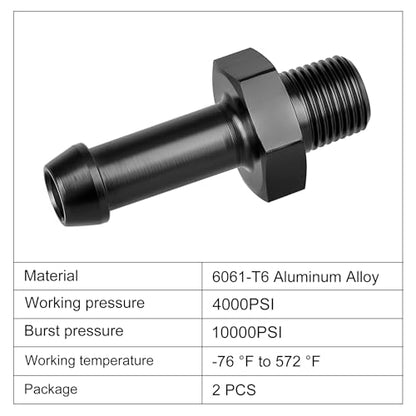 EVIL ENERGY 1/8" NPT Male to 5/16" Barb Fitting Adapter Straight Aluminum Black 2PCS - size: 1/8 NPT to 5/16 Barb