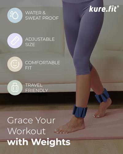 Pilates Wrist & Ankle Weights | Adjustable Weighted Bangles | 1/2/3LB Each - color: Blue, size: 1 LB