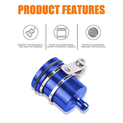 Universal Motorcycle Aluminum Brake Fluid Reservoir Oil Cup Fit For Yamaha Kawasaki Honda Suzuki BMW and more （Blue) - color: blue