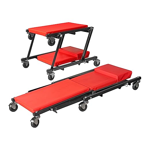 Torin 36" Rolling Foldable Car Creeper Automotive Creeper, 2-in-1 Garage Shop Creeper for Auto Repair, 300 Lbs Capacity, Red,TAM6505RB - style: Red Foldable Creeper